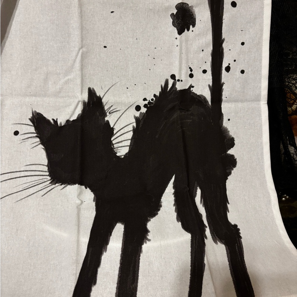 NWOT Cost Plus World Market Black and White Black Cat Hand towel